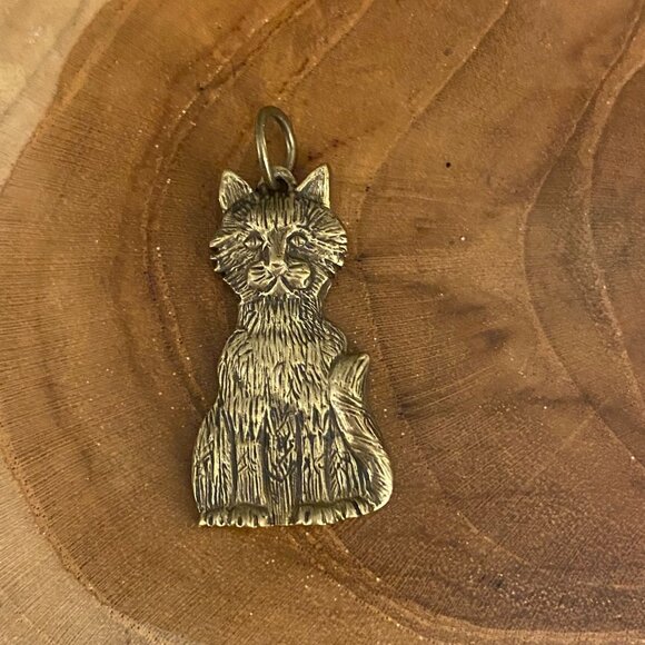 RETIRED Jeep Collins Cat Pendant or Charm, Brass - Picture 1 of 2